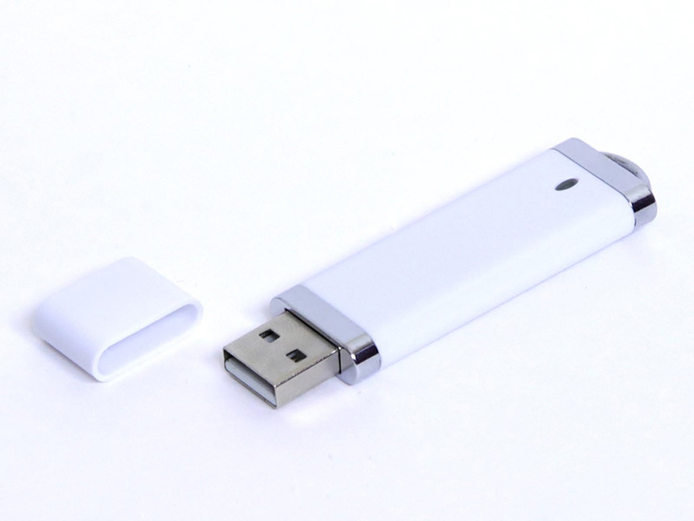 USB-флешка промо на 64 Гб прямоугольной классической формы, белый-0