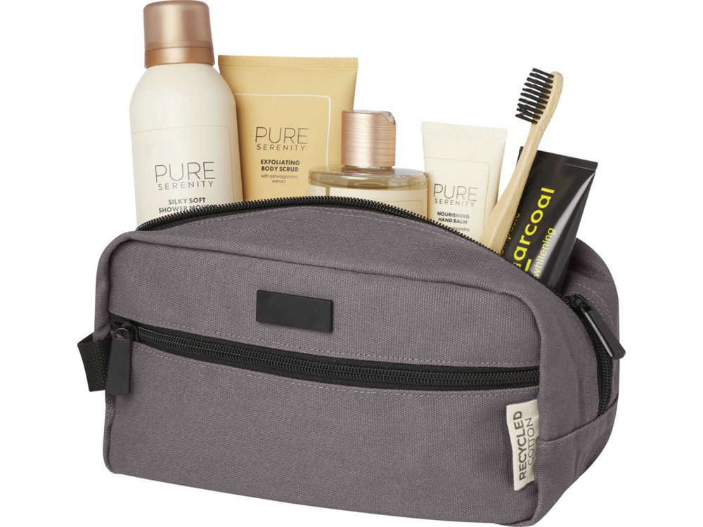 Косметичка Joey из холста, переработанного по стандарту GRS, объемом 3,5 л, серый-4