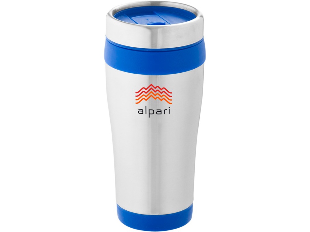 Термостакан Bezel, серебристый/синий-4