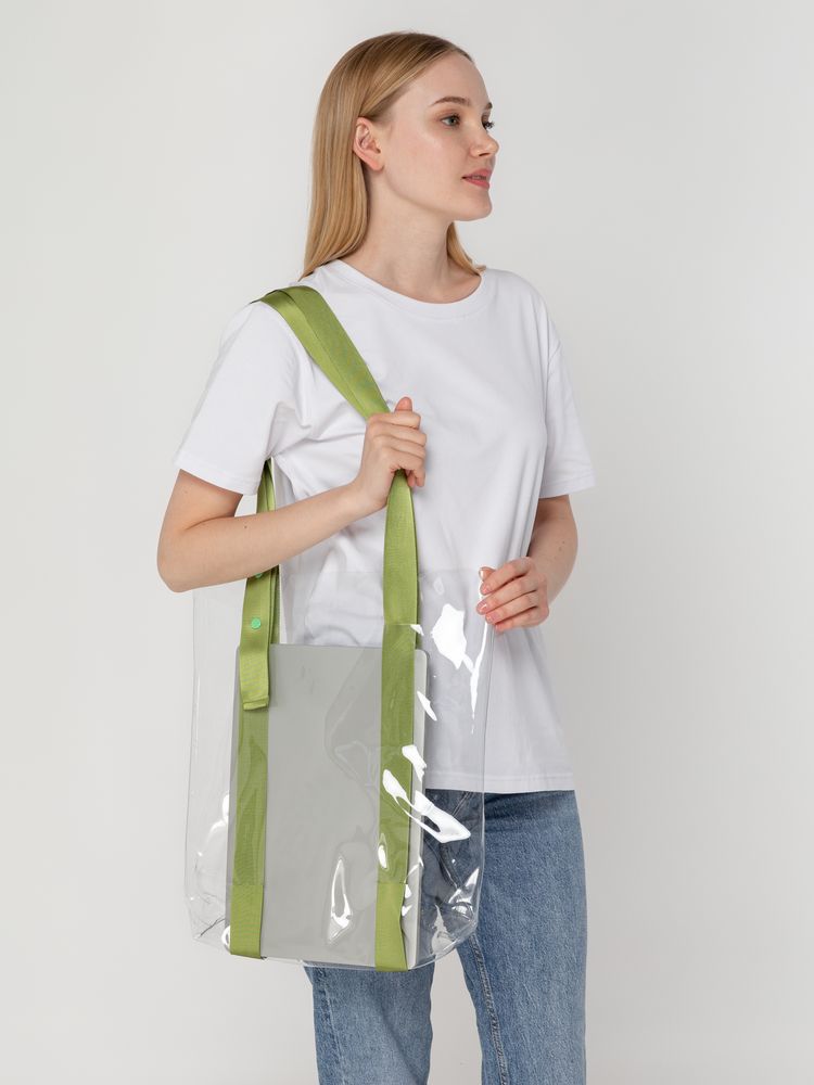 Шопер Clear Fest, прозрачный с зелеными ручками-2