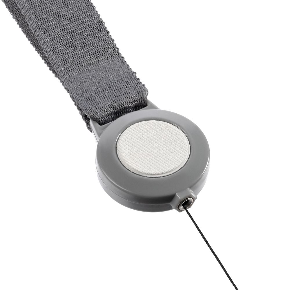 Лента для бейджа с ретрактором Devon, серая с белым-1