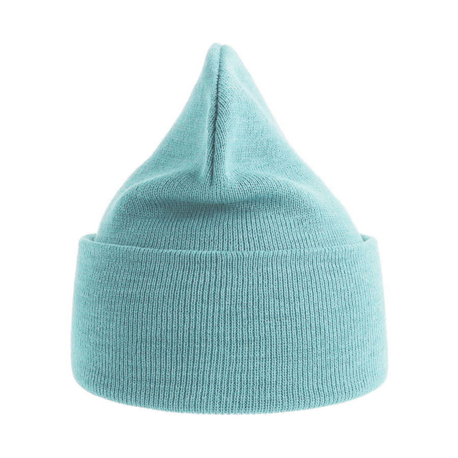 Шапка вязаная PURE  с отворотом из пряжи Polylana, голубой-1