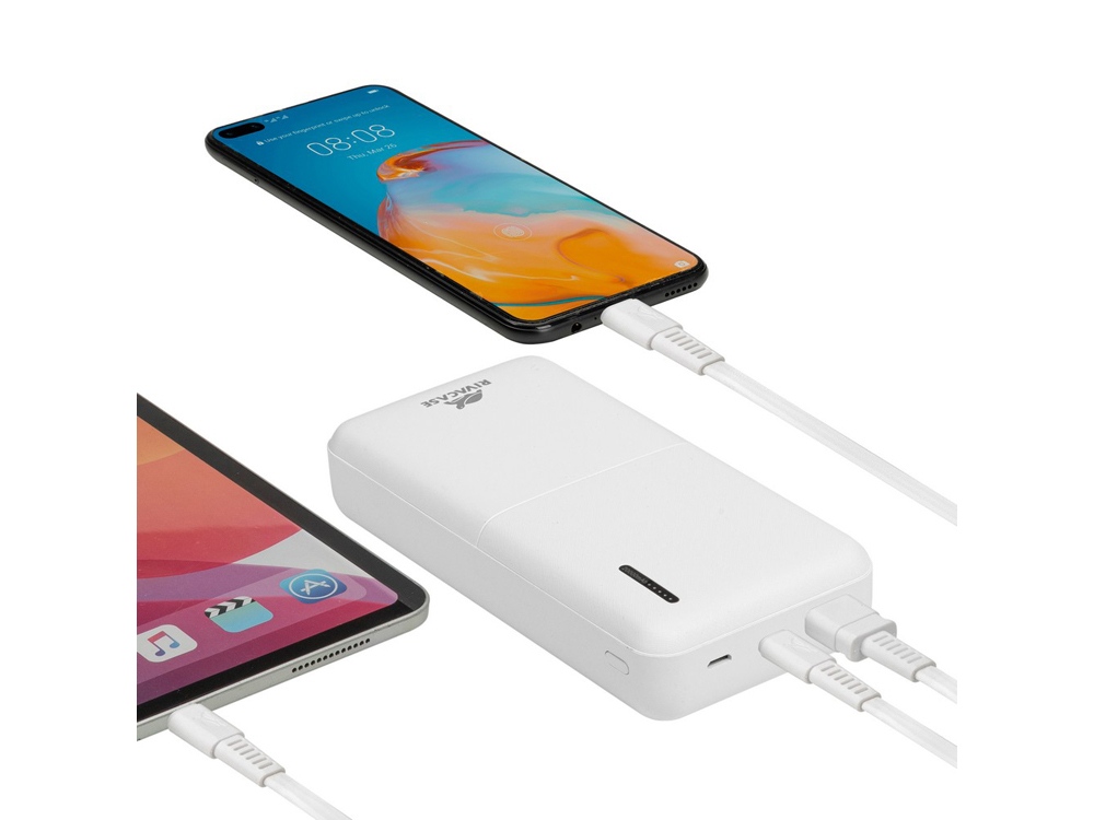 RIVACASE VA2571 (20000 мАч) QC/PD внешний аккумулятор, белый 12/24-14