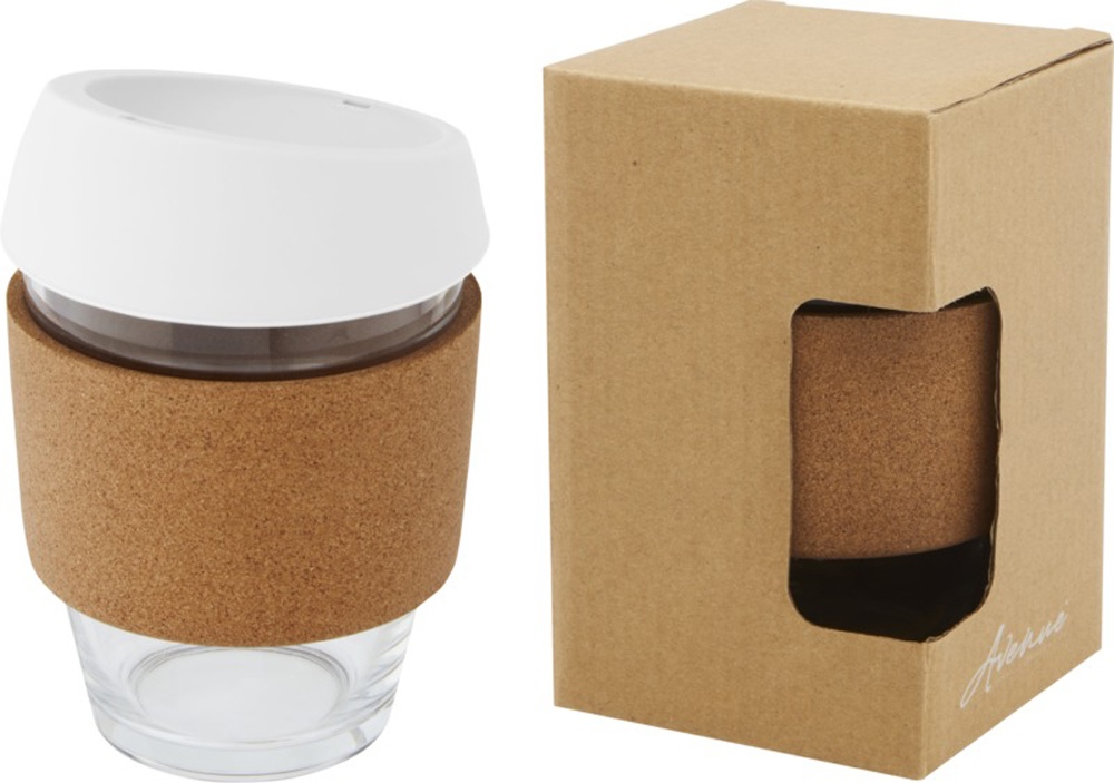 Lidan Кружка из объемом 360 мл с пробковым держателем и силиконовой крышкой, белый-0