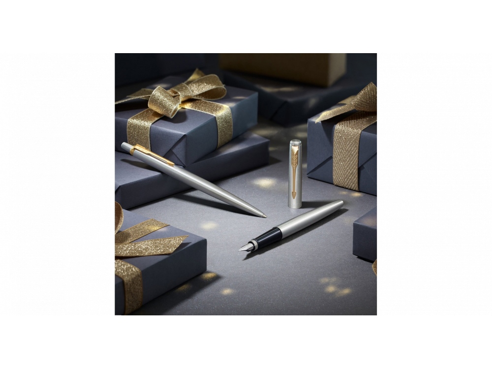 Перьевая ручка Parker Jotter Stainless Steel CT, Mblue-6