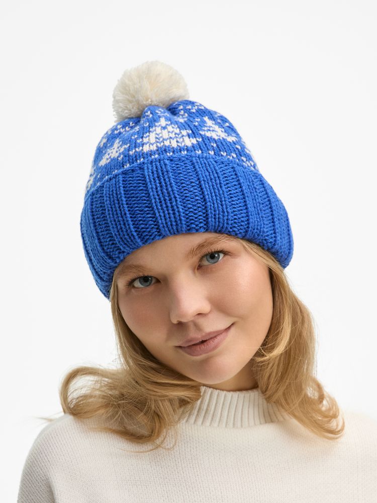 Шапка Holidale, синяя с молочным-3