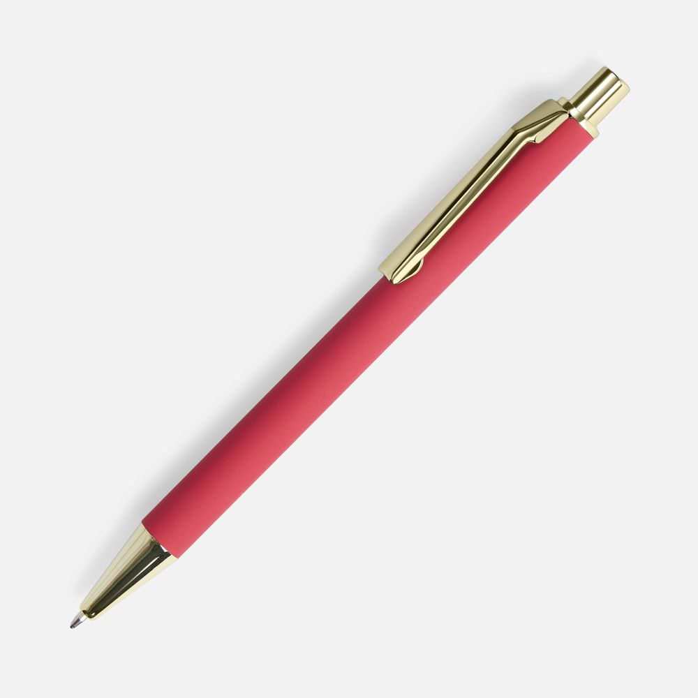 Ручка шариковая Lobby Soft Touch Gold, красная-0