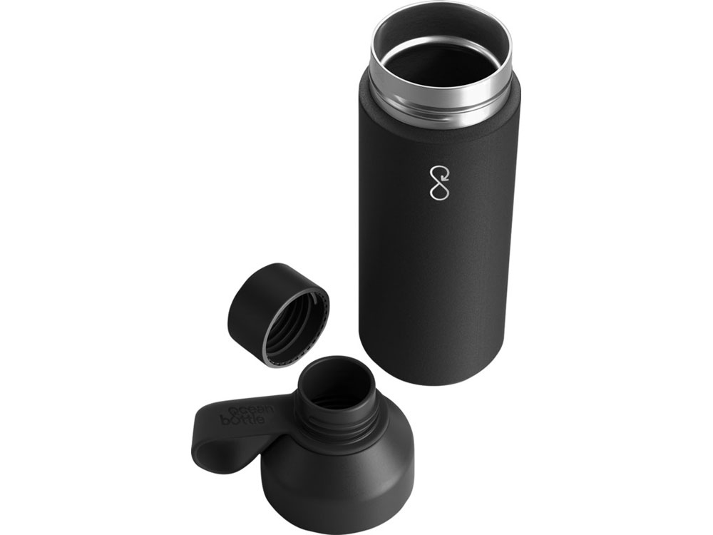 Бутылка для воды Ocean Bottle объемом 500 мл с вакуумной изоляцией, черный-2