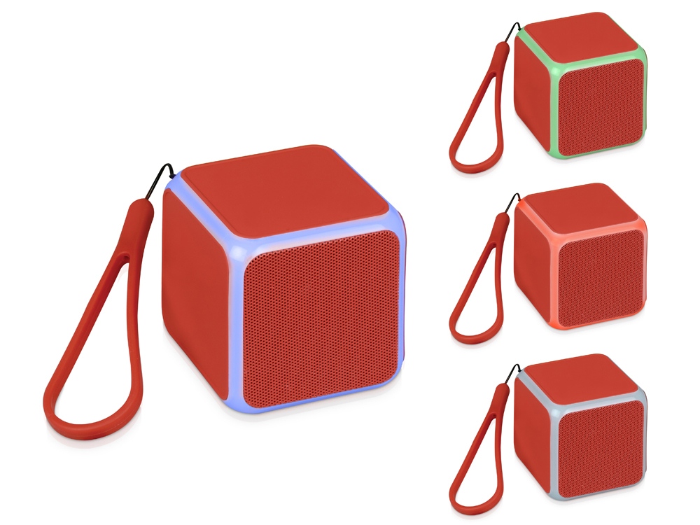 Портативная колонка Cube с подсветкой, красный-10