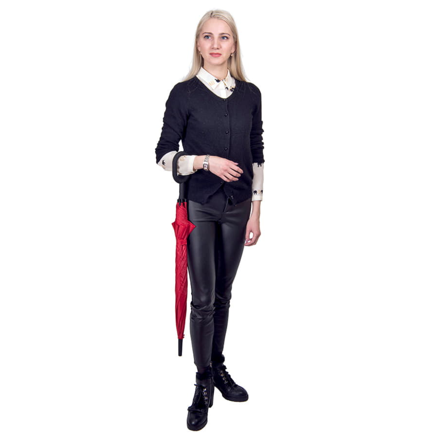 Зонт-трость HALRUM, пластиковая ручка, полуавтомат, красный-4