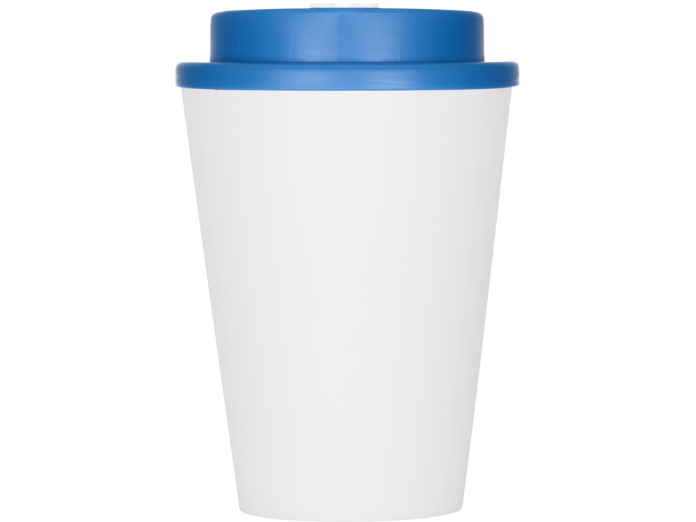 Пластиковый стакан Take away с двойными стенками и крышкой с силиконовым клапаном, 350 мл, белый/голубой-3
