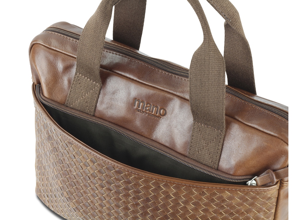 Сумка Mano Don Luca, натуральная кожа в коньячном цвете, 37 х 27 х 6 см-3