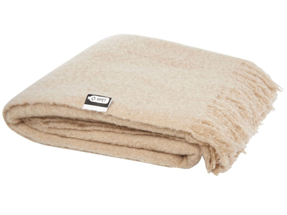 Мохеровый плед из вторичного ПЭТ Ivy, бежевый-3