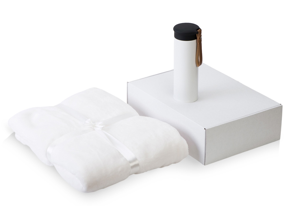 Подарочный набор с пледом, термосом Cozy hygge 2.0, белый-0