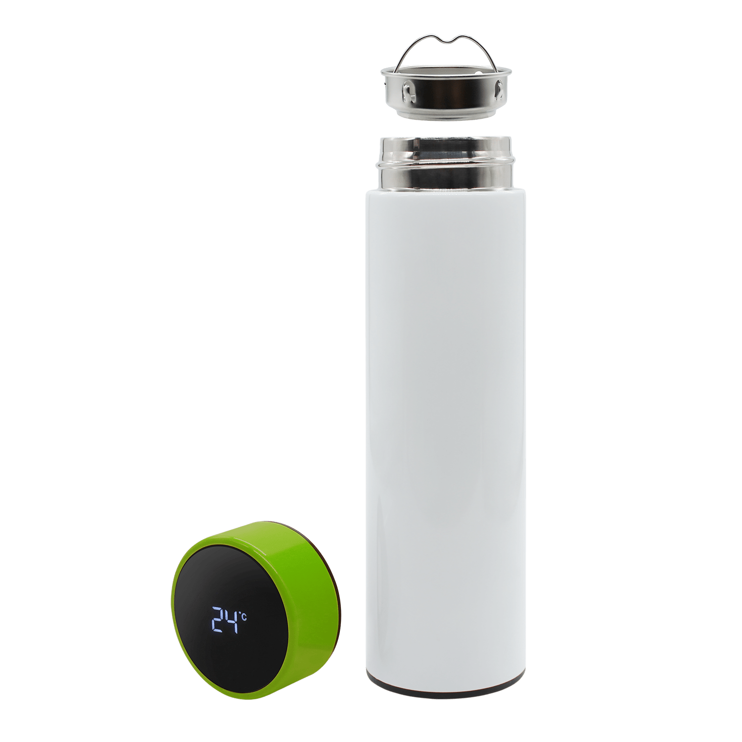 Термос Reactor duo white с датчиком температуры (белый с салатовым)-1