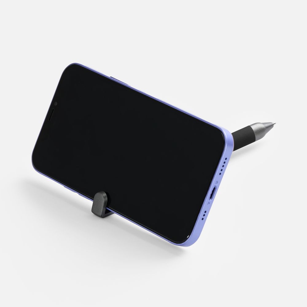 Ручка шариковая Standic с подставкой для телефона, черная-2