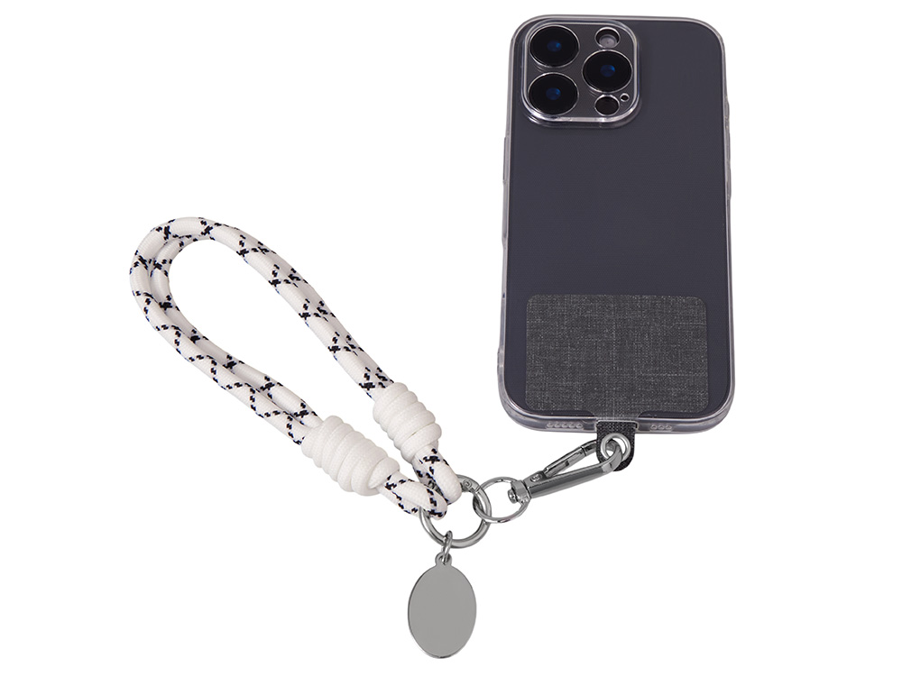 Брелок-браслет Bohemian c тканевым держателем для телефона, бело-черный-1