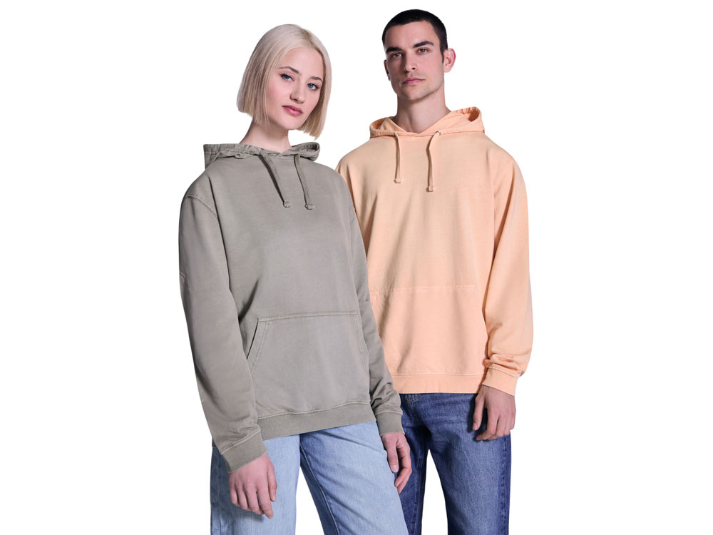 Толстовка с капюшоном KENIA унисекс, светло-абрикосовый выстиранный-7