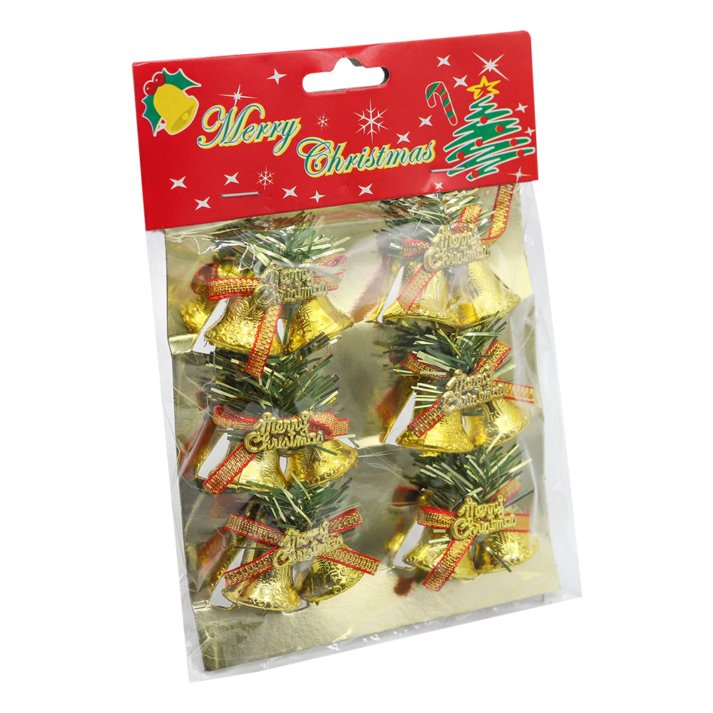 Набор пластиковых  колокольчиков C Рождеством, Золотой-1