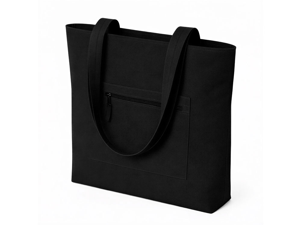 Сумка на молнии Zipper  Neo из хлопка 280 г c карманом на молнии спереди, черный-0