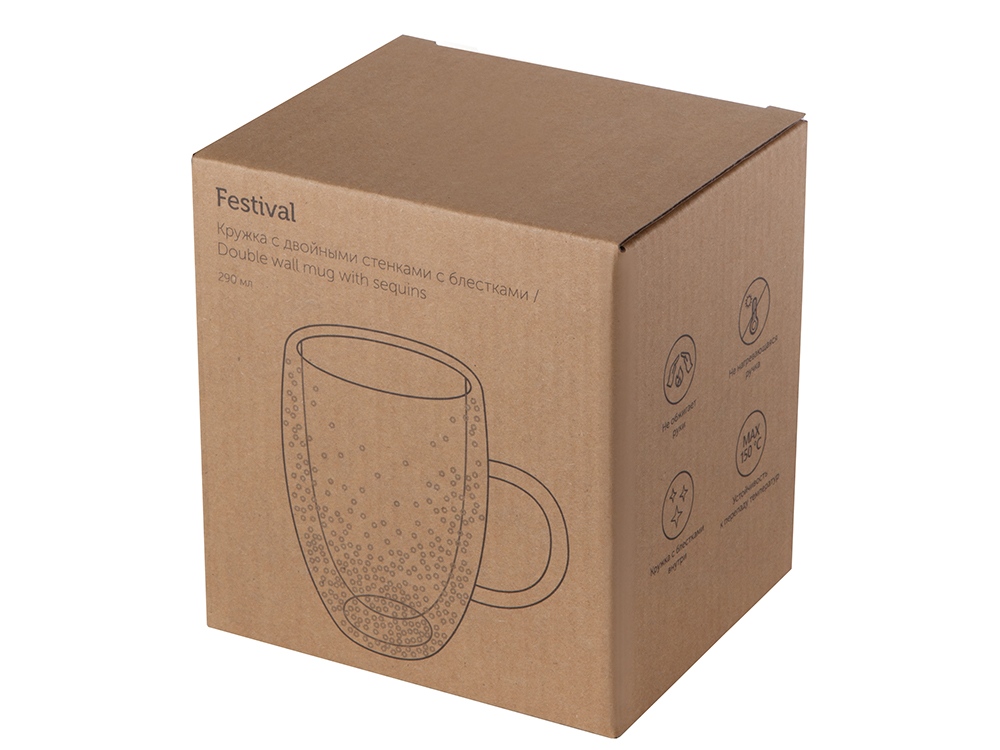 Кружка с двойными стенками с блестками, 360 мл, серебристый-7