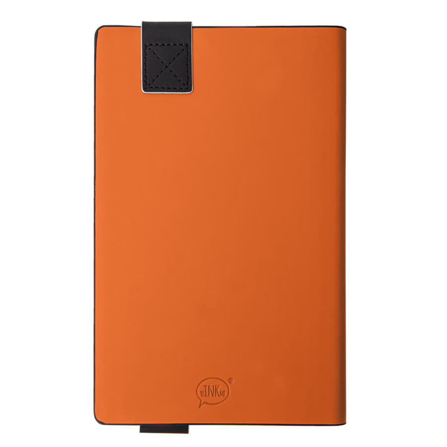 Бизнес-блокнот UNI, A5, бело-оранжевый, мягкая обложка, в линейку, черное ляссе, белый, оранжевый-2