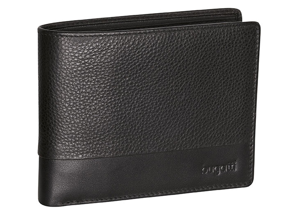 Портмоне BUGATTI АТЛАНТА | ATLANTA, чёрное, натуральная воловья кожа, 10,5х1х9 см-0