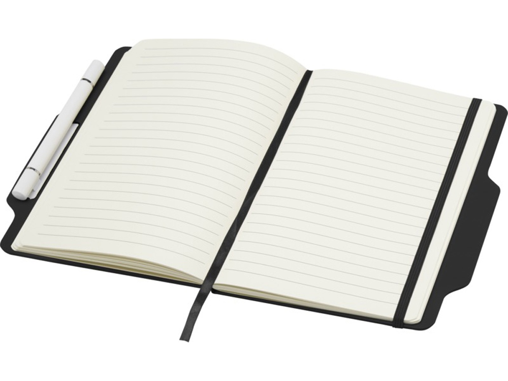 Nexus блокнот формата А5 в твердой обложке с ручкой и карандашом - сплошной черный-3