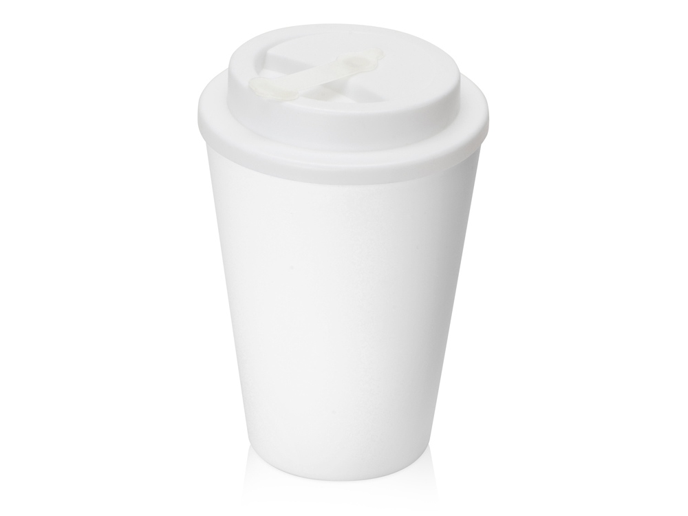 Пластиковый стакан Take away с двойными стенками и крышкой с силиконовым клапаном, 350 мл, белый-0