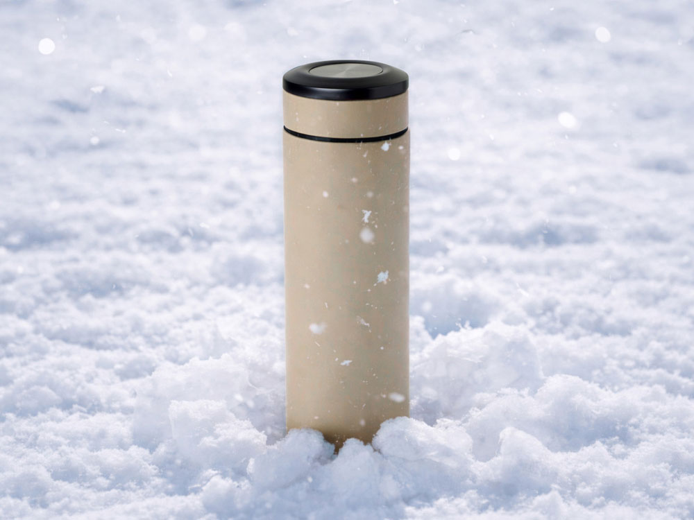 Термос Confident с покрытием soft-touch 420мл, бежевый-12