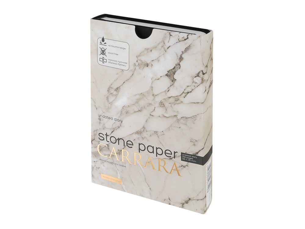 Ежедневник с каменной бумагой недатированный А5 Carrara, черный-8