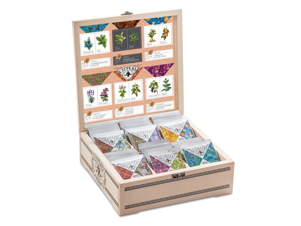 Подарочный набор с пакетированным чаем в деревянной шкатулке без лого-0