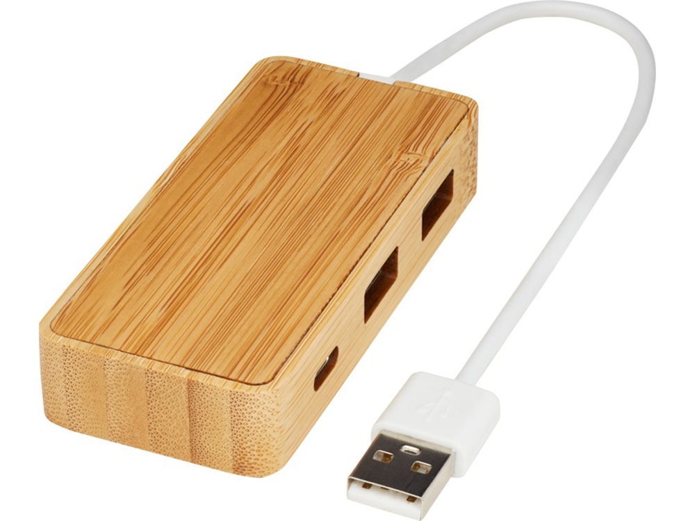 USB-концентратор Tapas из бамбука, натуральный-0