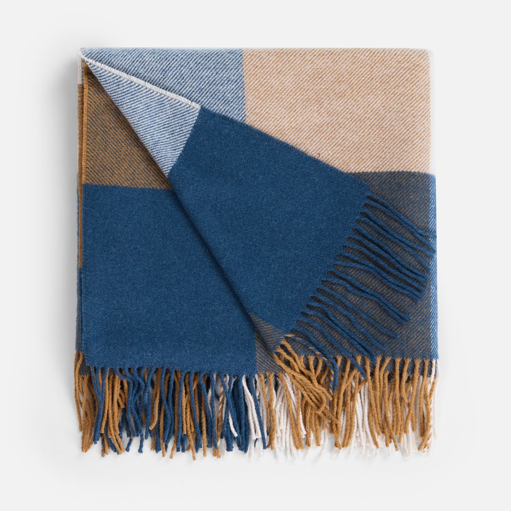 Плед Fleco, синий с коричневым-0