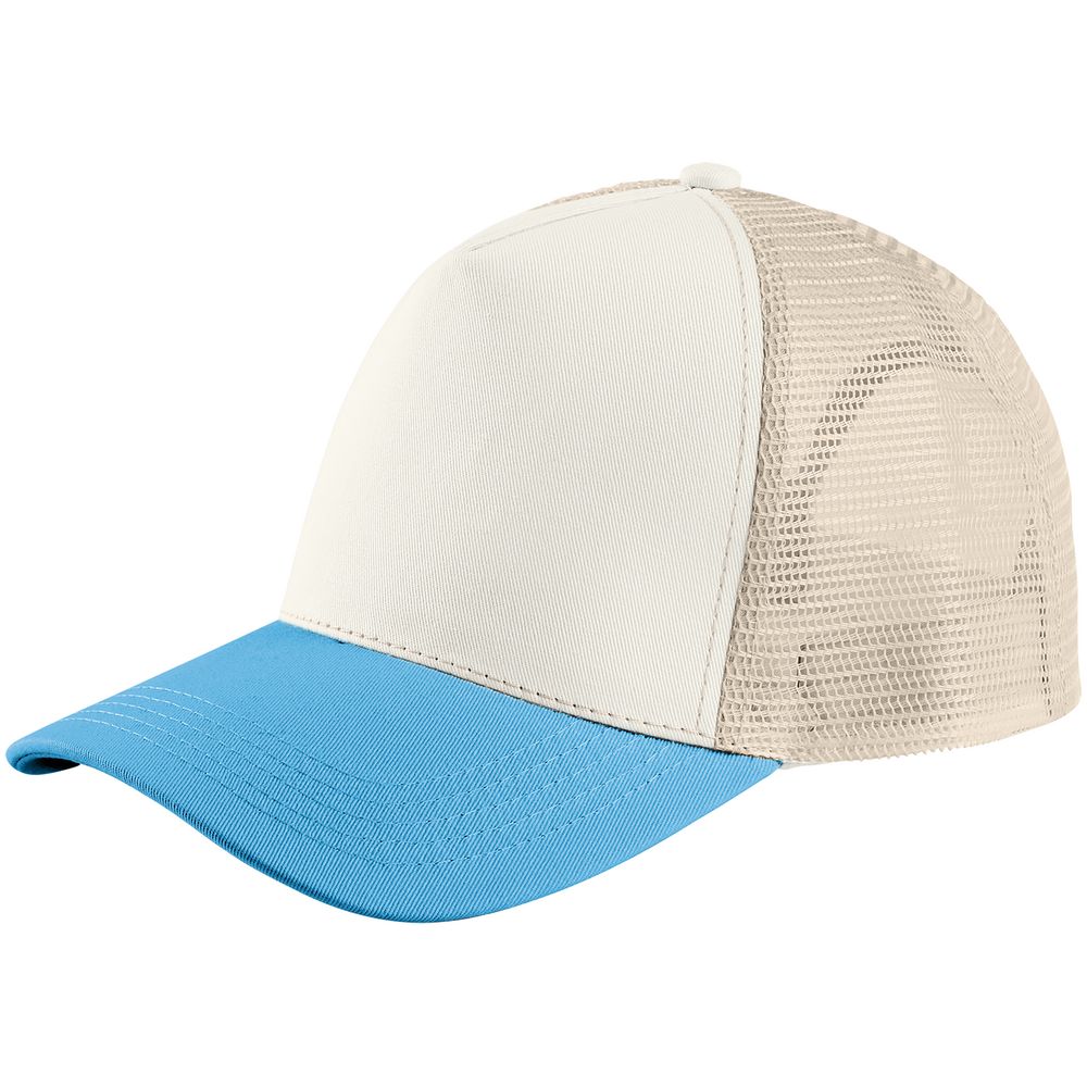 Бейсболка Blink, бежевая с бирюзовым-0