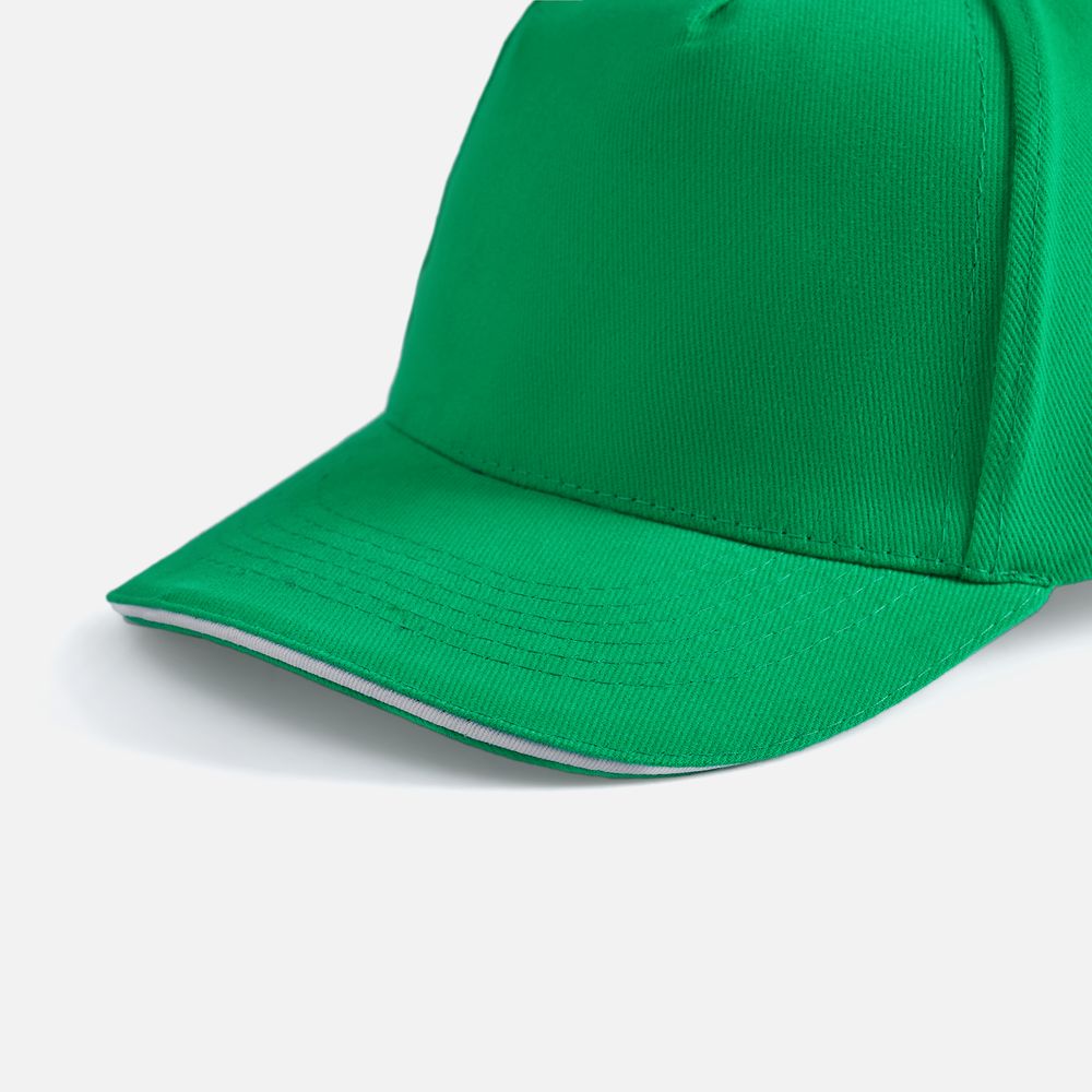 Бейсболка Long Beach, ярко-зеленая с белым-2