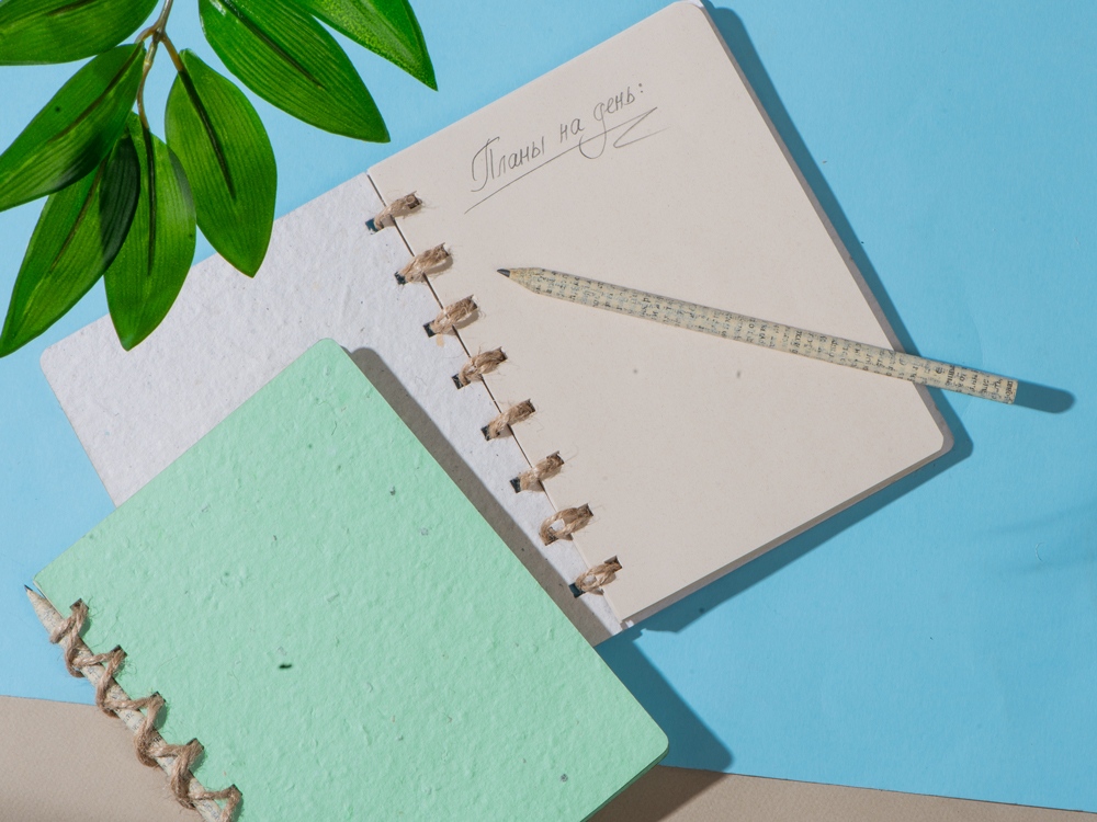 Живой блокнот с семенами цветов, А6, зеленое яблоко-9