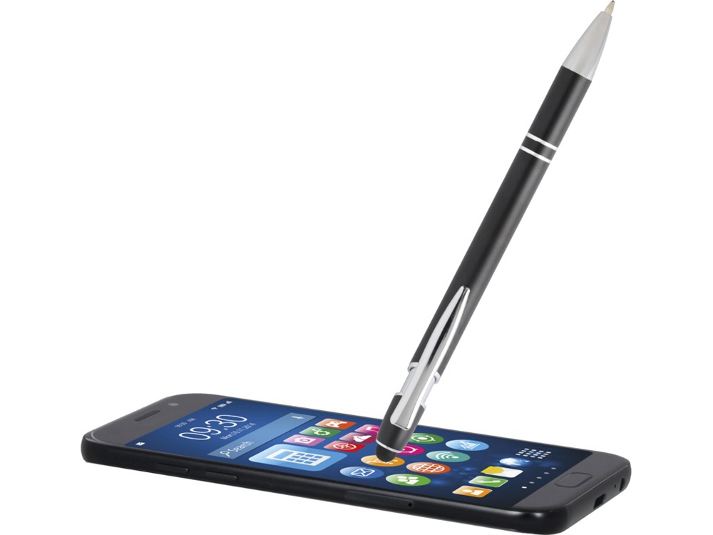 Kish шариковая ручка с серебристой отделкой - сплошной черный (синие чернила)-4