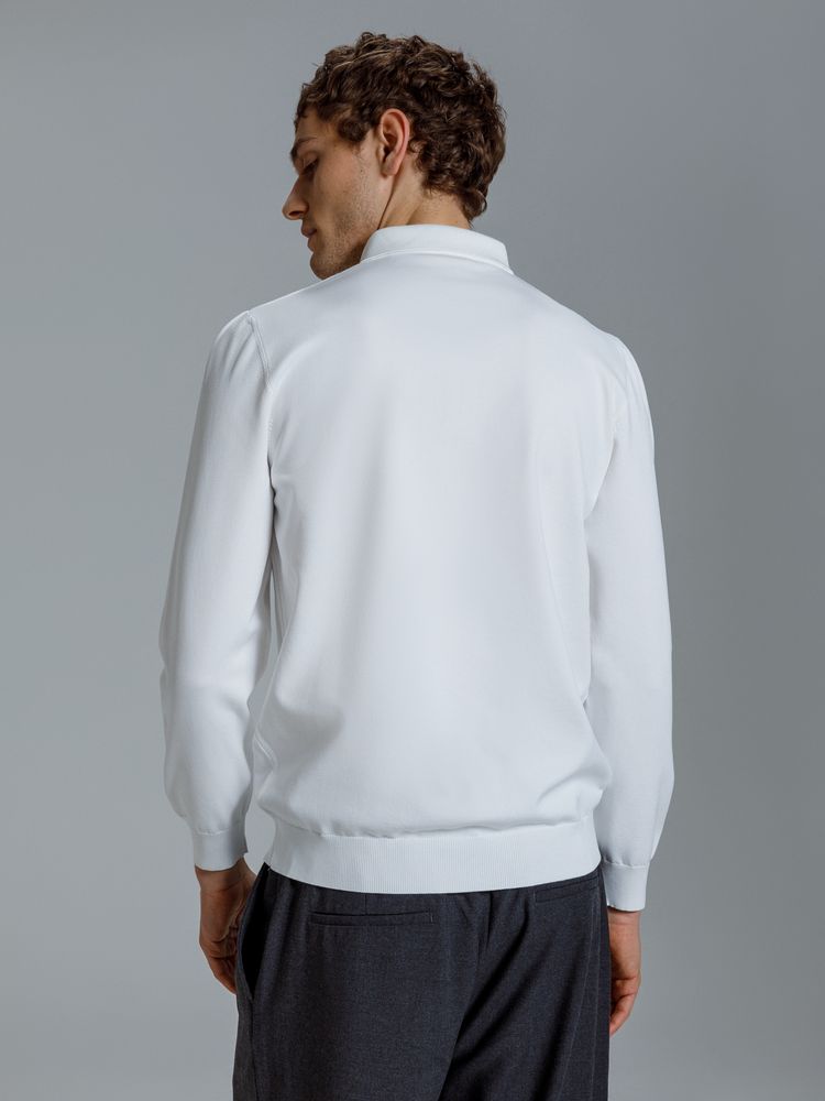 Рубашка поло мужская с длинным рукавом Terrazzo, белая-4