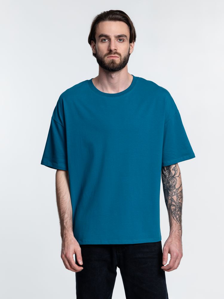 Футболка унисекс оверсайз Crosstown, бирюзовая (морская волна)-4