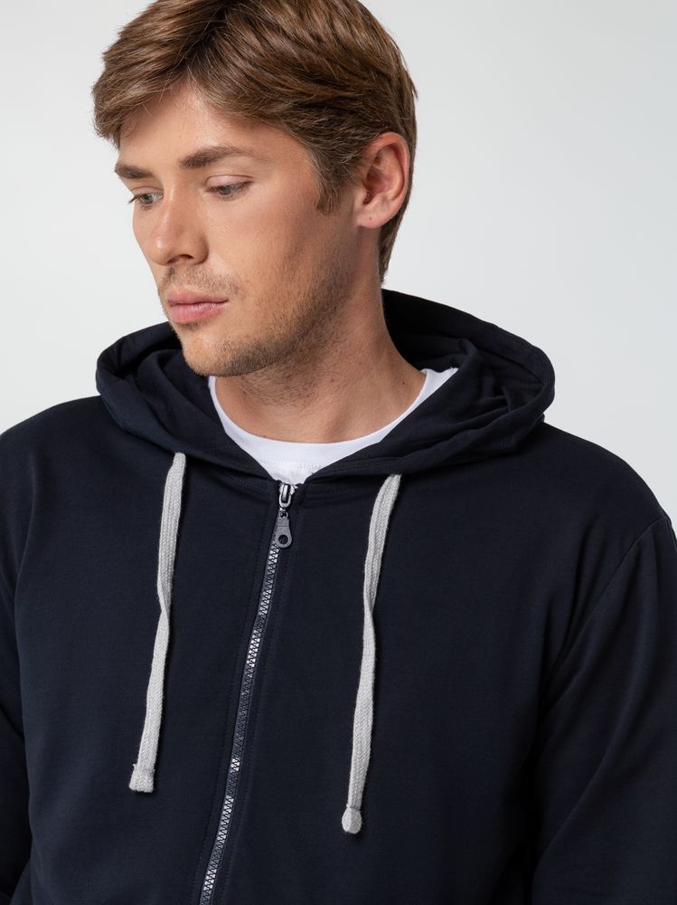 Толстовка на молнии с капюшоном Unit Siverga, темно-синяя-3