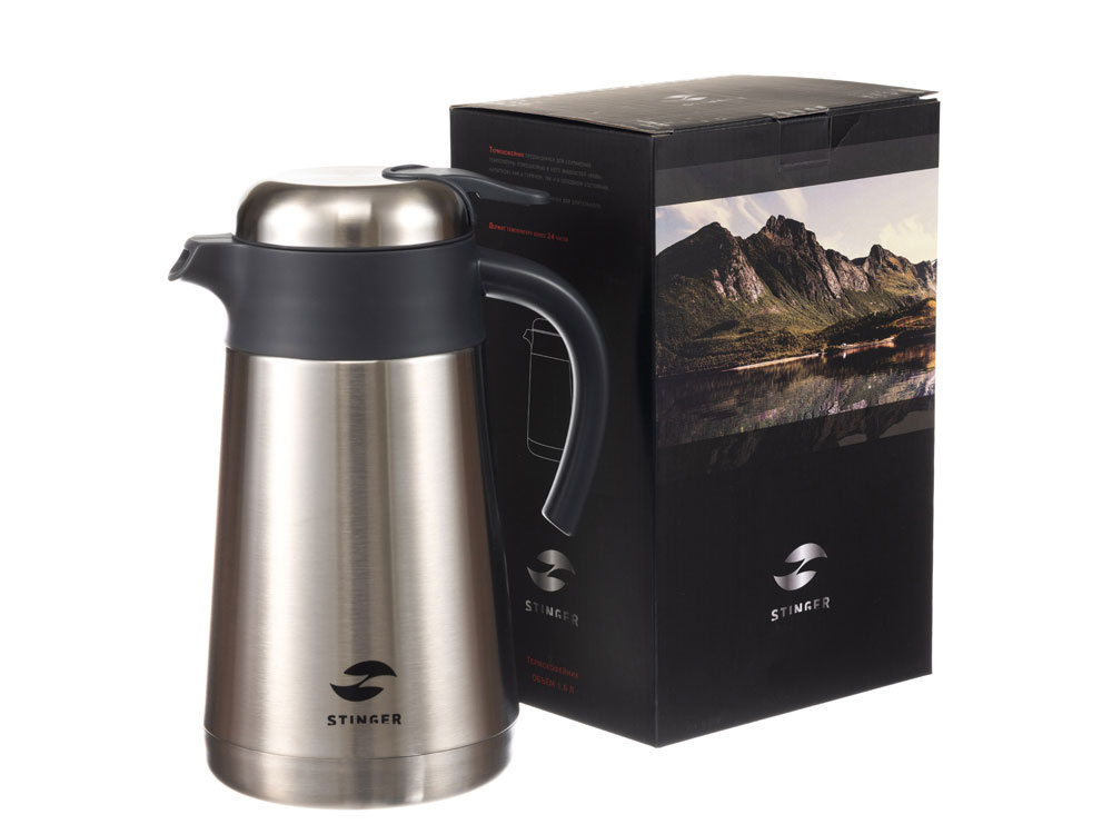 Термокофейник Stinger, 1,6 л, нержавеющая сталь, серебристый, 18 x 13,6 x 25,9 см-6