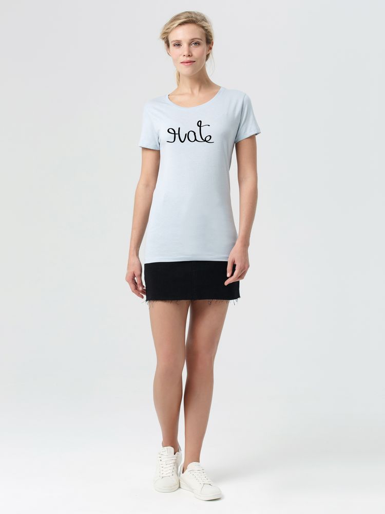 Футболка женская Hate-Love, голубая-1