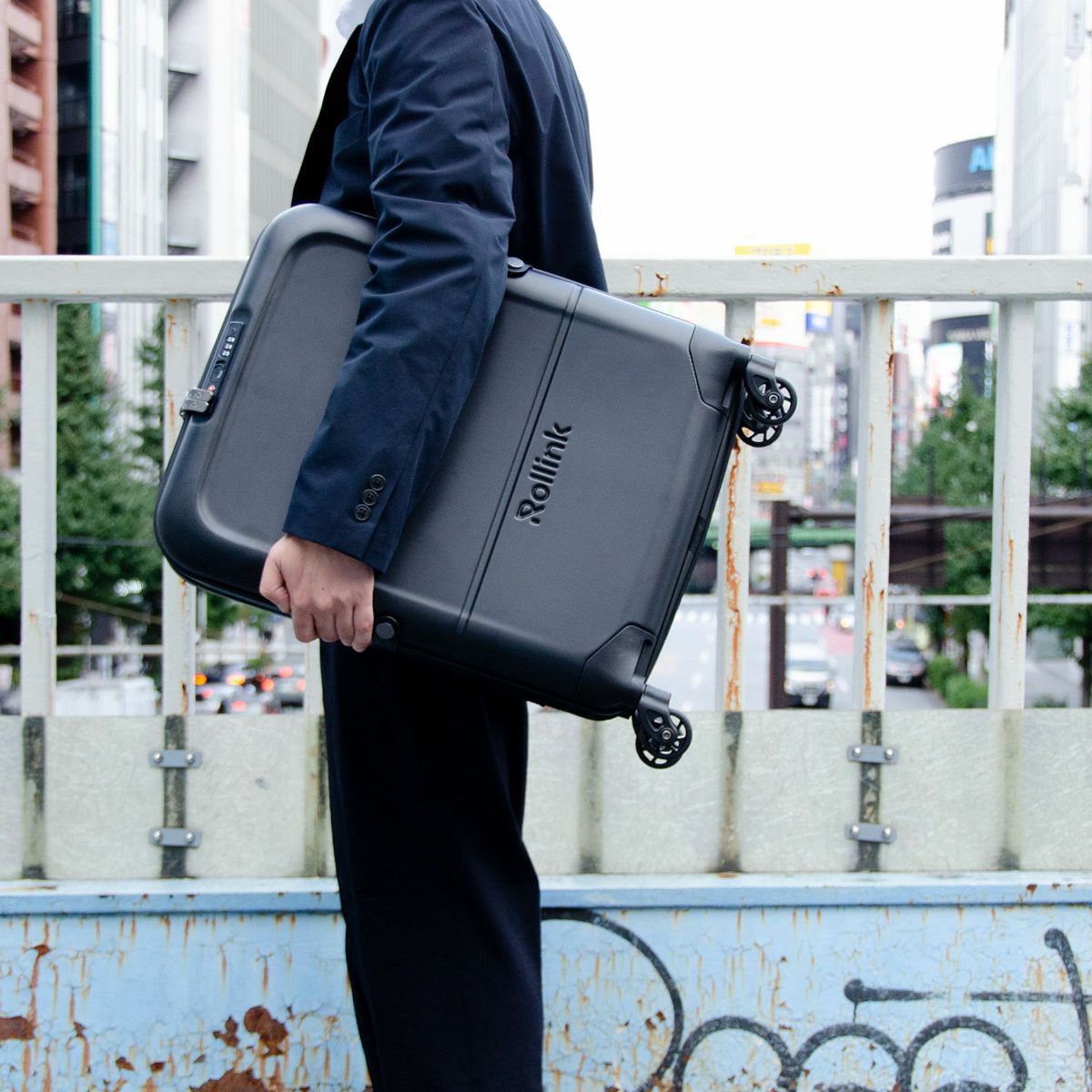 Чемодан складной Rollink FLEX LIGHT 55x40x20 см, 4 колеса, черный-12