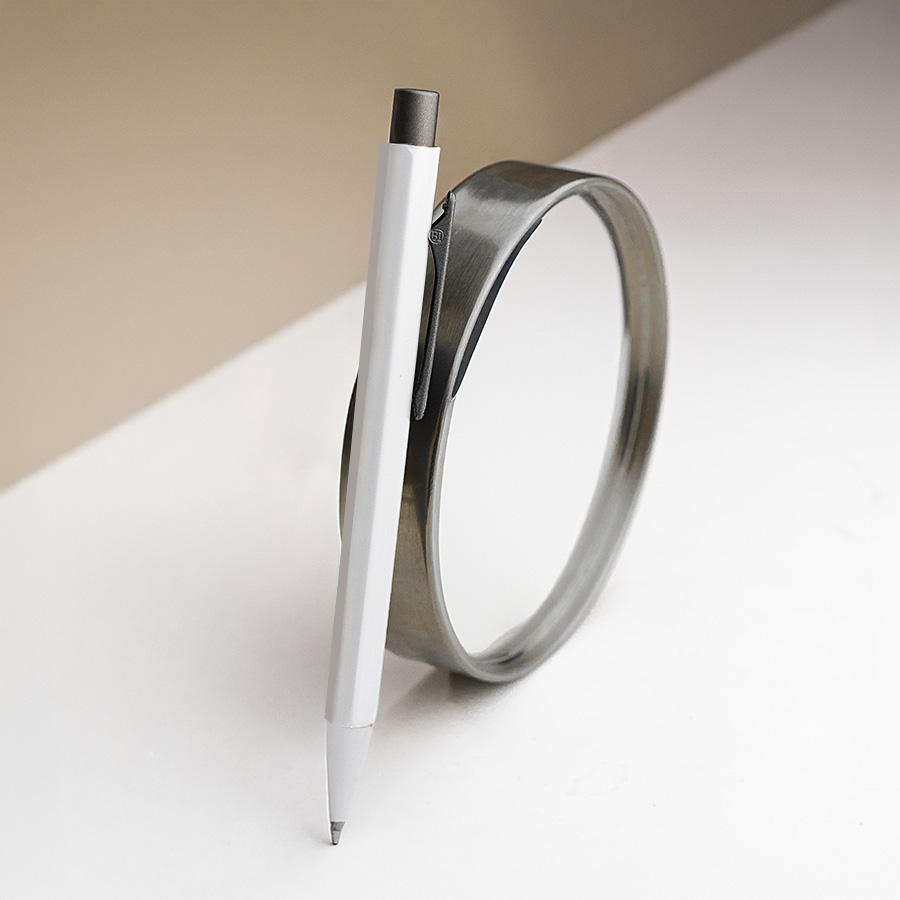 Ручка шариковая SCALEN, белый, темно-серый-2