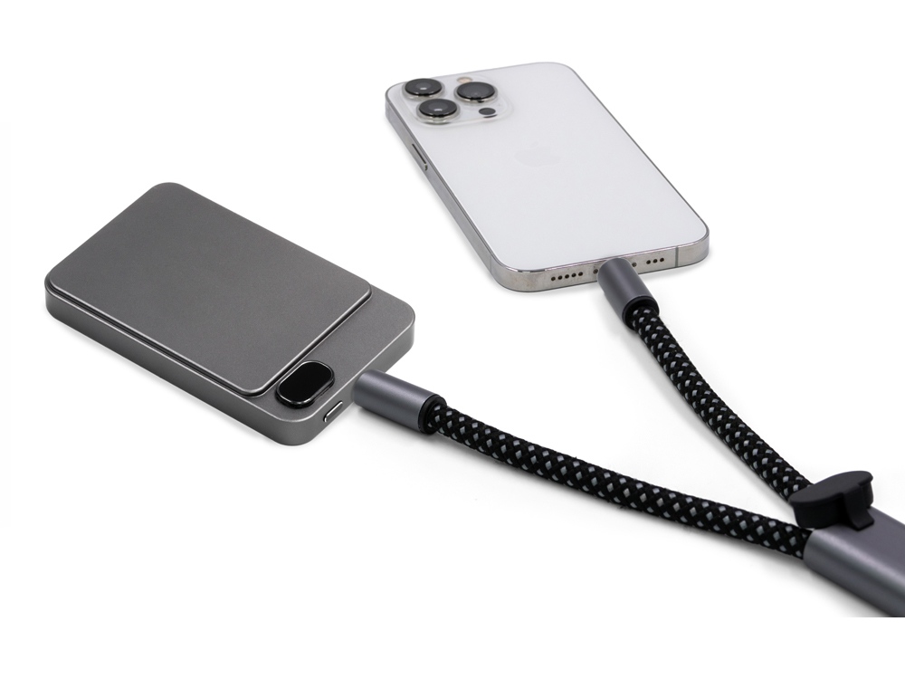 Ремешок-держатель для телефона с зарядным кабелем USB-C - USB-C Lany Wristband Charge Eco, серый-2