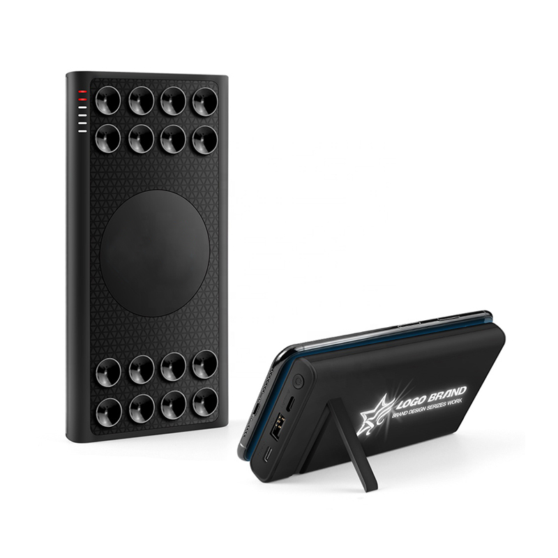 Беспроводное зарядное устройство "Eight SOFTTOUCH", 8000 mAh, с подсветкой логотипа и подставкой-0