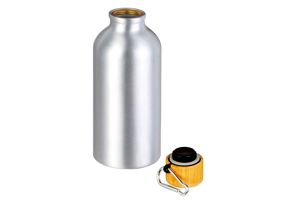 Бутылка Hip S Bamboo с карабином 400мл, серебристый-1