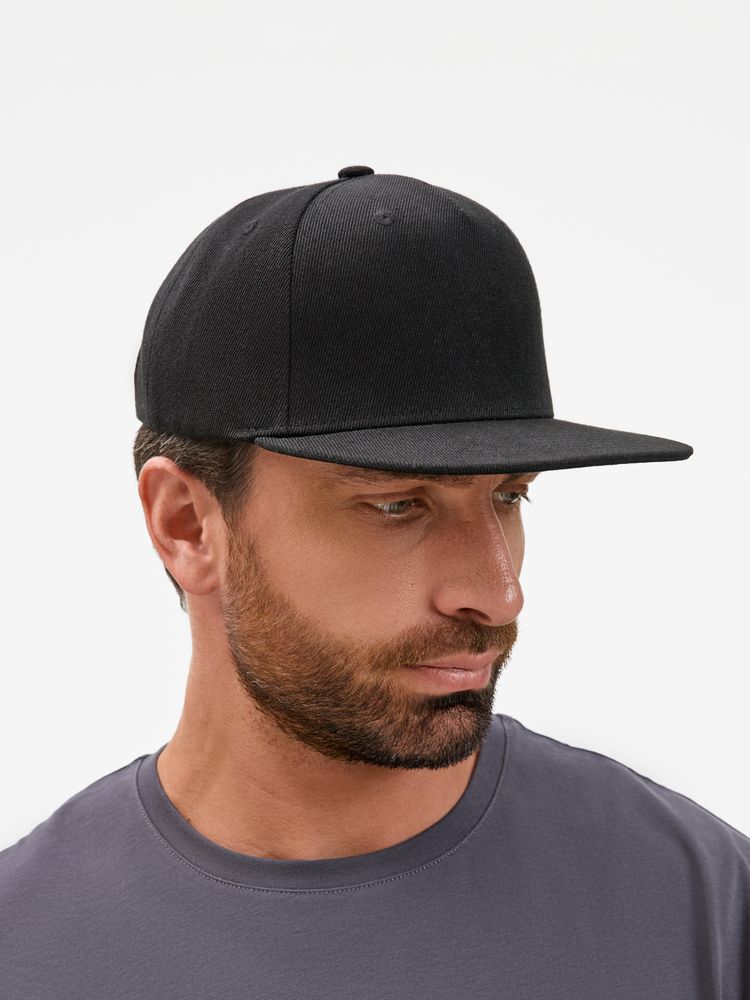 Бейсболка Epicore с прямым козырьком, черная-3