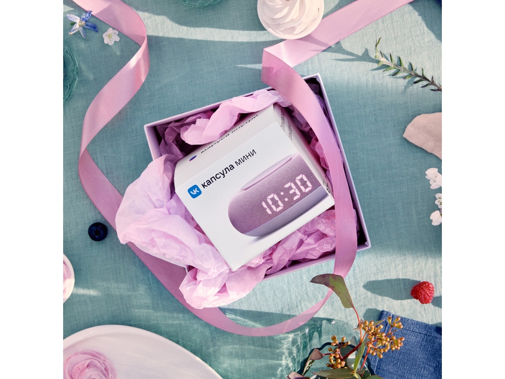 Умная колонка VK Капсула Мини с голосовым помощником Марусей, розовый-3